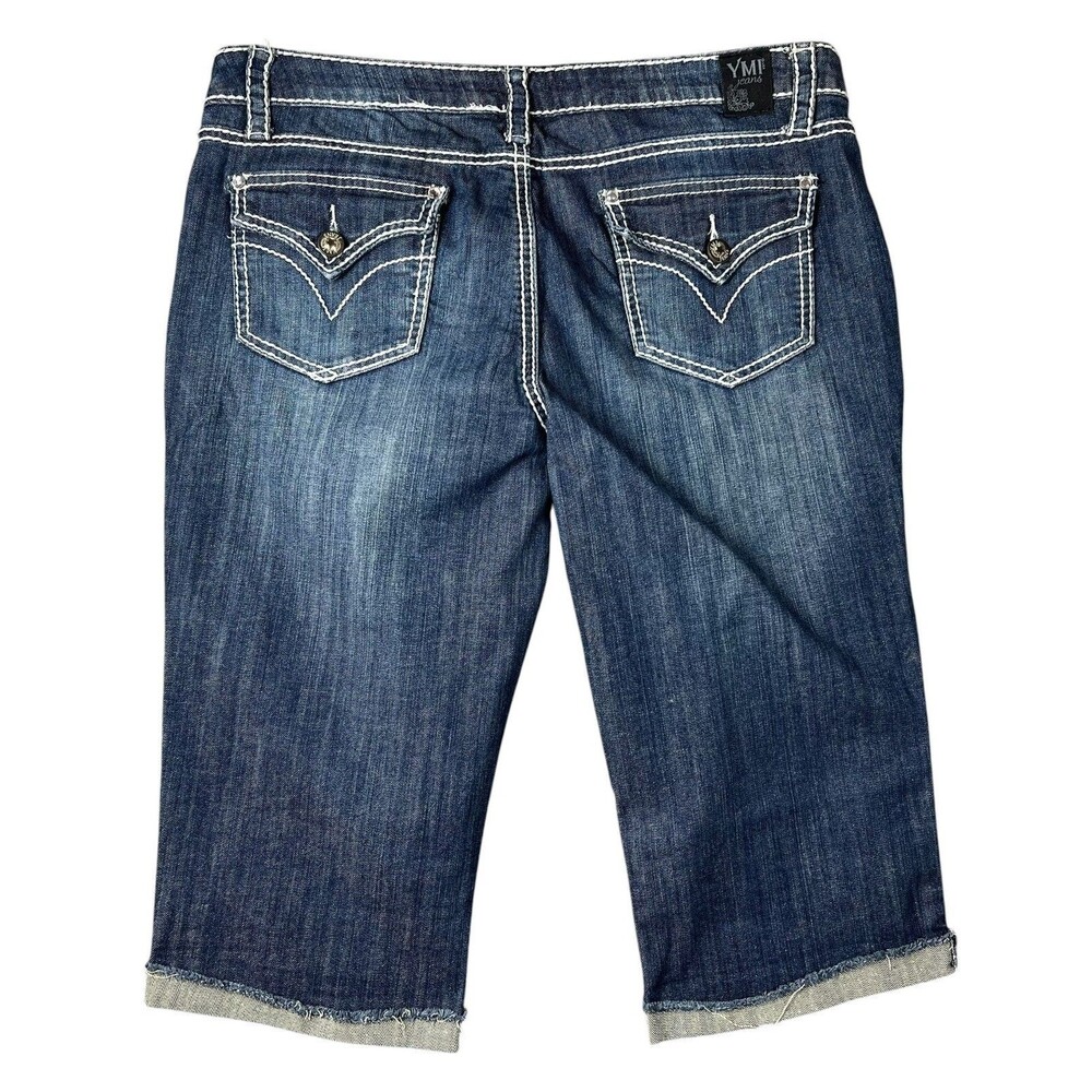 YMI Mid-Rise Flap Pocket Cuffed Bermuda Jeans Shorts  11  Pedal Pusher Modest